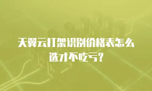 天翼云打架识别价格表怎么选才不吃亏？