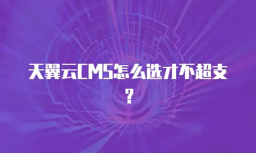 天翼云CMS怎么选才不超支？