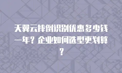 天翼云摔倒识别优惠多少钱一年？企业如何选型更划算？