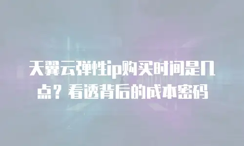 天翼云弹性ip购买时间是几点？看透背后的成本密码
