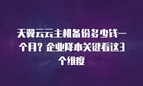 天翼云云主机备份多少钱一个月？企业降本关键看这3个维度