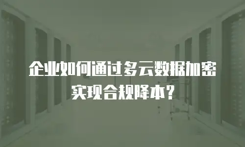 企业如何通过多云数据加密实现合规降本？