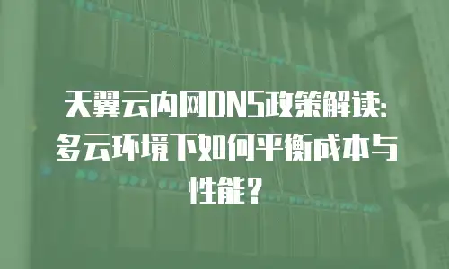 天翼云内网DNS政策解读：多云环境下如何平衡成本与性能？