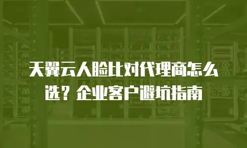天翼云人脸比对代理商怎么选？企业客户避坑指南