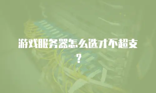 游戏服务器怎么选才不超支？