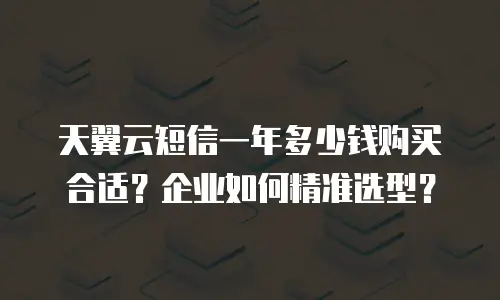 天翼云短信一年多少钱购买合适？企业如何精准选型？