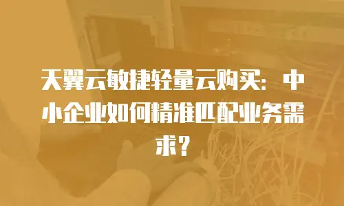天翼云敏捷轻量云购买：中小企业如何精准匹配业务需求？