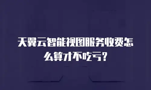 天翼云智能视图服务收费怎么算才不吃亏？
