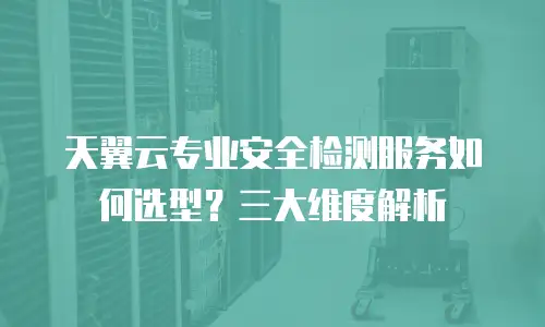 天翼云专业安全检测服务如何选型？三大维度解析