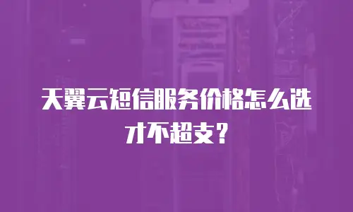 天翼云短信服务价格怎么选才不超支？