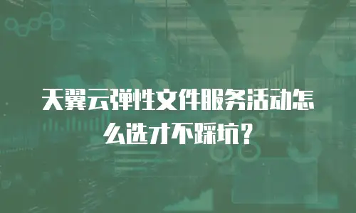 天翼云弹性文件服务活动怎么选才不踩坑？