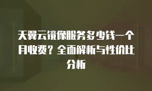 天翼云镜像服务多少钱一个月收费？全面解析与性价比分析