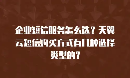 企业短信服务怎么选？天翼云短信购买方式有几种选择类型的？