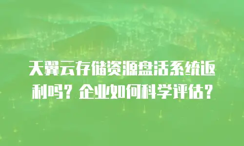 天翼云存储资源盘活系统返利吗？企业如何科学评估？
