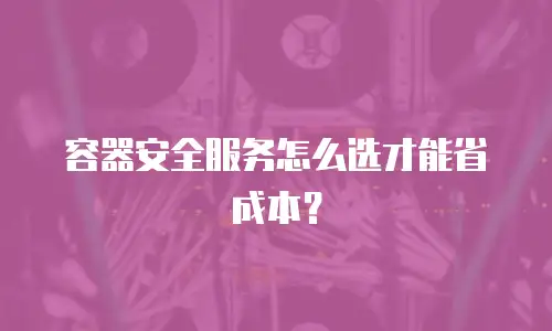 容器安全服务怎么选才能省成本？