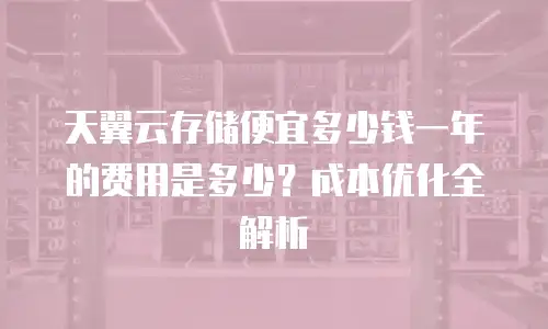 天翼云存储便宜多少钱一年的费用是多少？成本优化全解析