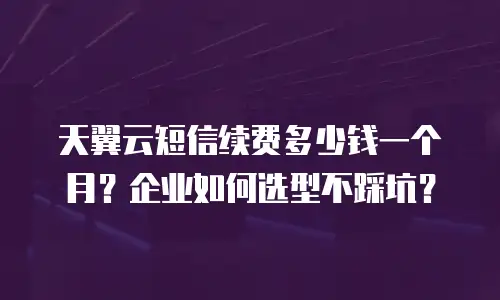 天翼云短信续费多少钱一个月？企业如何选型不踩坑？