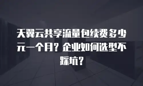 天翼云共享流量包续费多少元一个月？企业如何选型不踩坑？