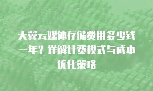 天翼云媒体存储费用多少钱一年？详解计费模式与成本优化策略