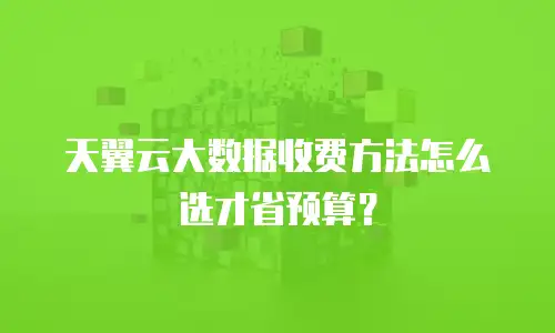 天翼云大数据收费方法怎么选才省预算？