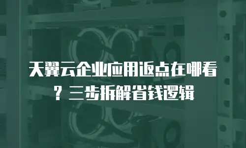 天翼云企业应用返点在哪看？三步拆解省钱逻辑