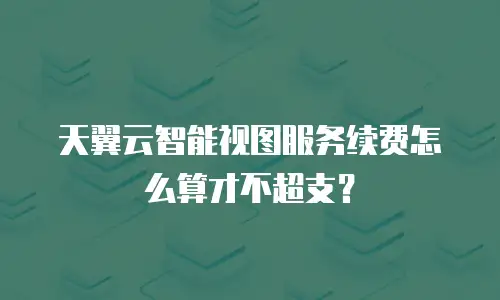 天翼云智能视图服务续费怎么算才不超支？