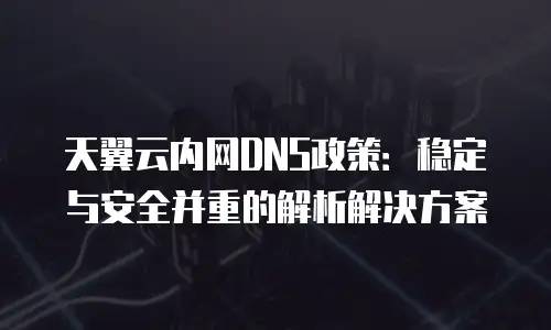 天翼云内网DNS政策：稳定与安全并重的解析解决方案