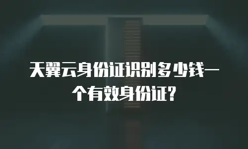 天翼云身份证识别多少钱一个有效身份证？