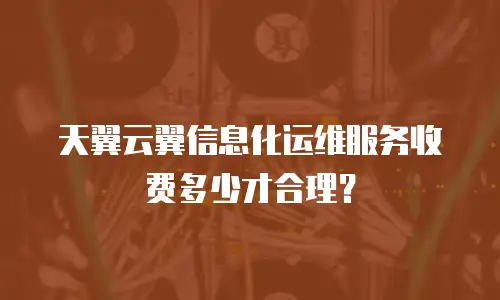 天翼云翼信息化运维服务收费多少才合理？