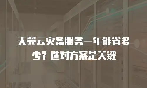 天翼云灾备服务一年能省多少？选对方案是关键