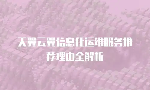 天翼云翼信息化运维服务推荐理由全解析
