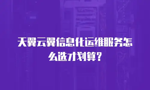 天翼云翼信息化运维服务怎么选才划算？