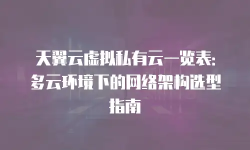 天翼云虚拟私有云一览表：多云环境下的网络架构选型指南
