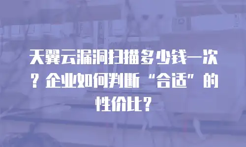 天翼云漏洞扫描多少钱一次？企业如何判断&ldquo;合适&rdquo;的性价比？