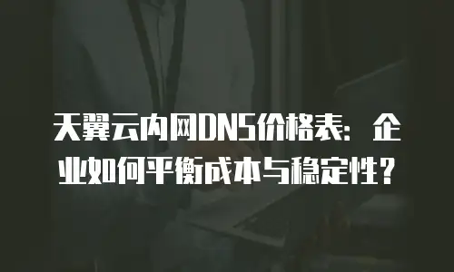 天翼云内网DNS价格表：企业如何平衡成本与稳定性？