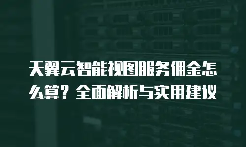 天翼云智能视图服务佣金怎么算？全面解析与实用建议