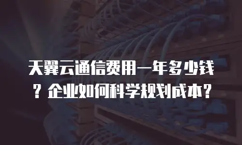 天翼云通信费用一年多少钱？企业如何科学规划成本？