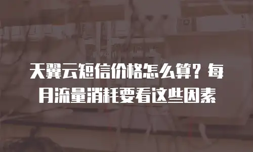 天翼云短信价格怎么算？每月流量消耗要看这些因素