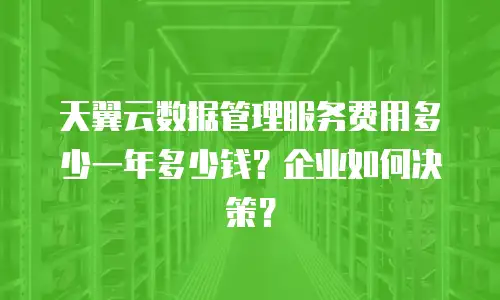 天翼云数据管理服务费用多少一年多少钱？企业如何决策？
