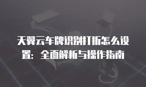 天翼云车牌识别打折怎么设置：全面解析与操作指南