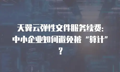 天翼云弹性文件服务续费：中小企业如何避免被&ldquo;算计&rdquo;？