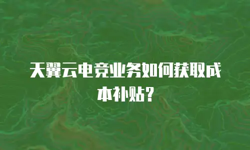 天翼云电竞业务如何获取成本补贴？
