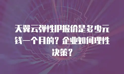 天翼云弹性IP报价是多少元钱一个月的？企业如何理性决策？