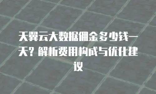 天翼云大数据佣金多少钱一天？解析费用构成与优化建议