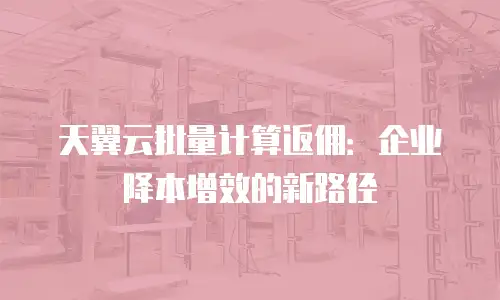 天翼云批量计算返佣：企业降本增效的新路径
