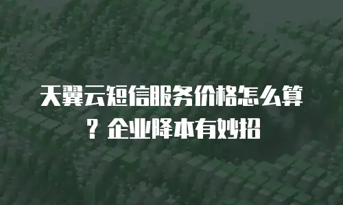 天翼云短信服务价格怎么算？企业降本有妙招