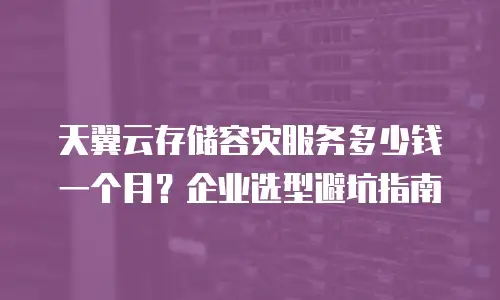 天翼云存储容灾服务多少钱一个月？企业选型避坑指南