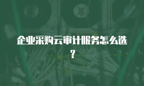 企业采购云审计服务怎么选？