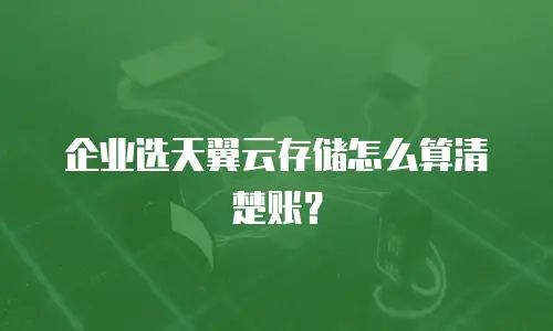 企业选天翼云存储怎么算清楚账？