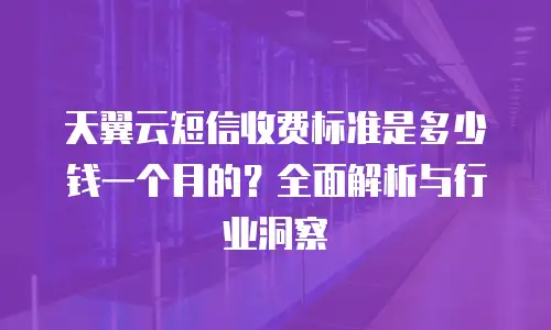 天翼云短信收费标准是多少钱一个月的？全面解析与行业洞察
